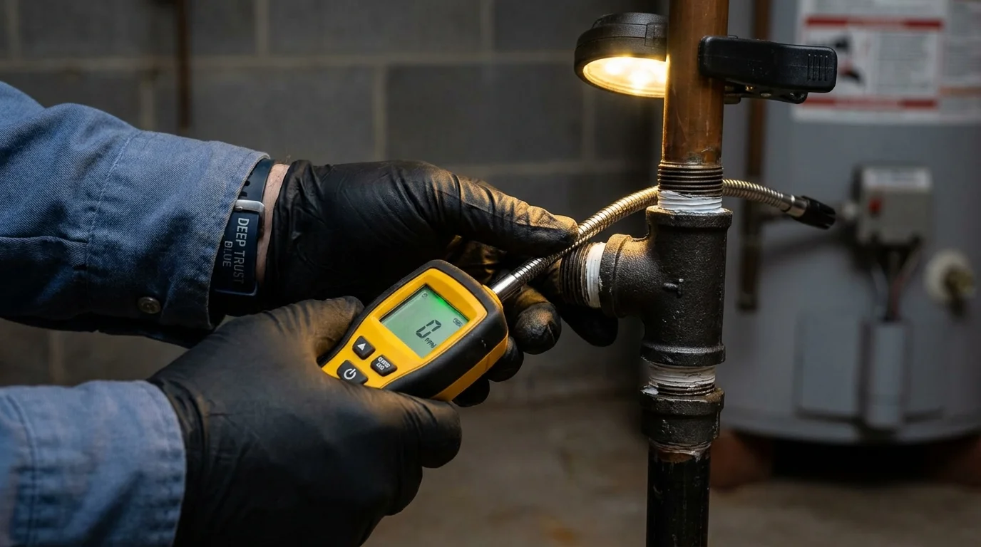 Gas leak detection with electronic sniffer by Johns Plumbing LLC in Greenbrier